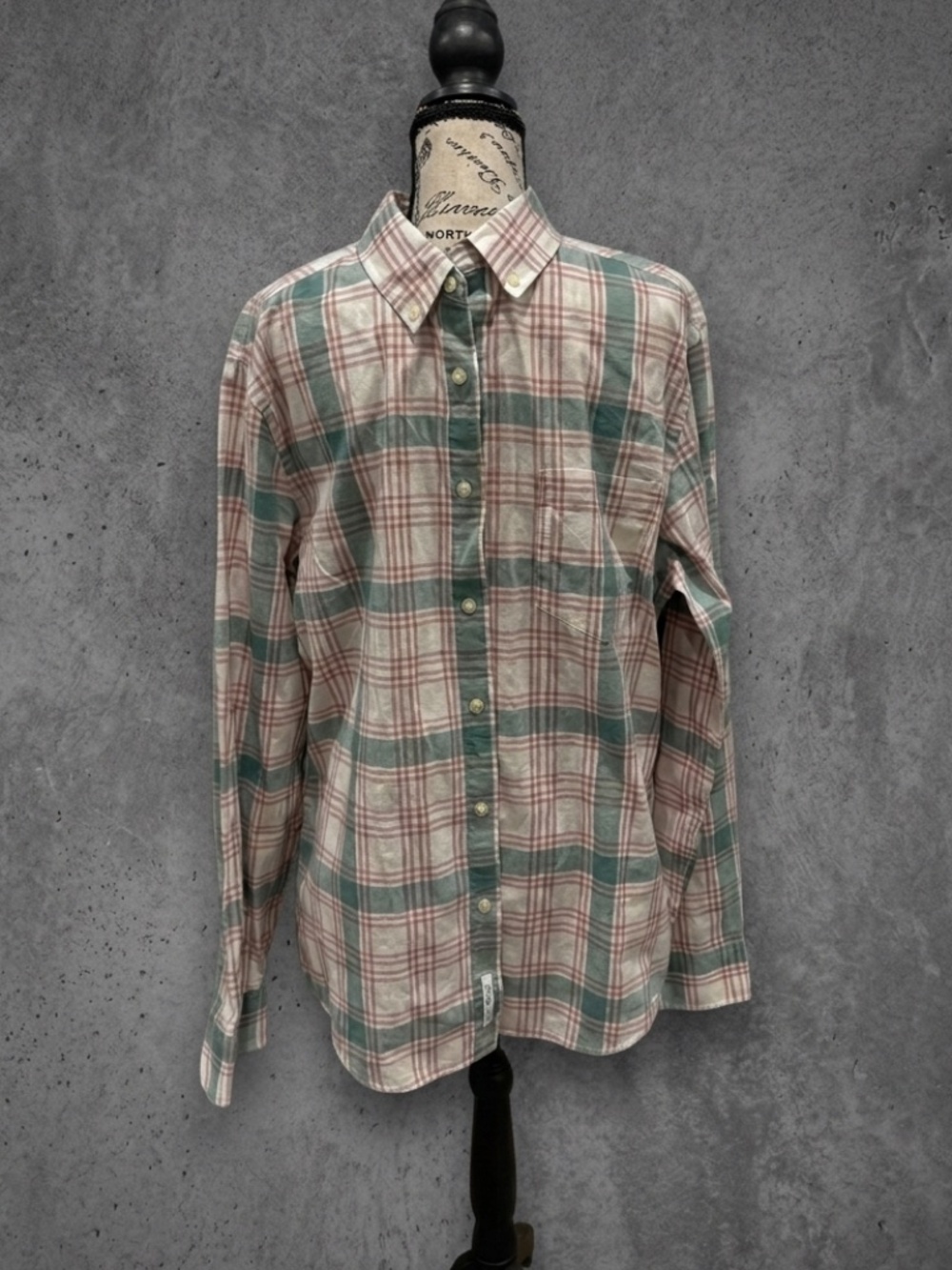 Goodfellow & Co Men’s Large Slim Fit Northrop Plaid Shirt - Mint & Pink